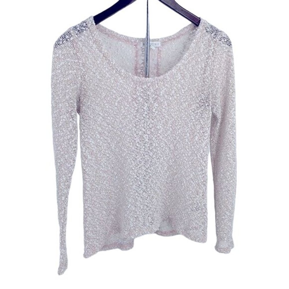 Aeropostale Womens Pink Knit Sweater Lace Back Long Sleeve Scoop Neck Small